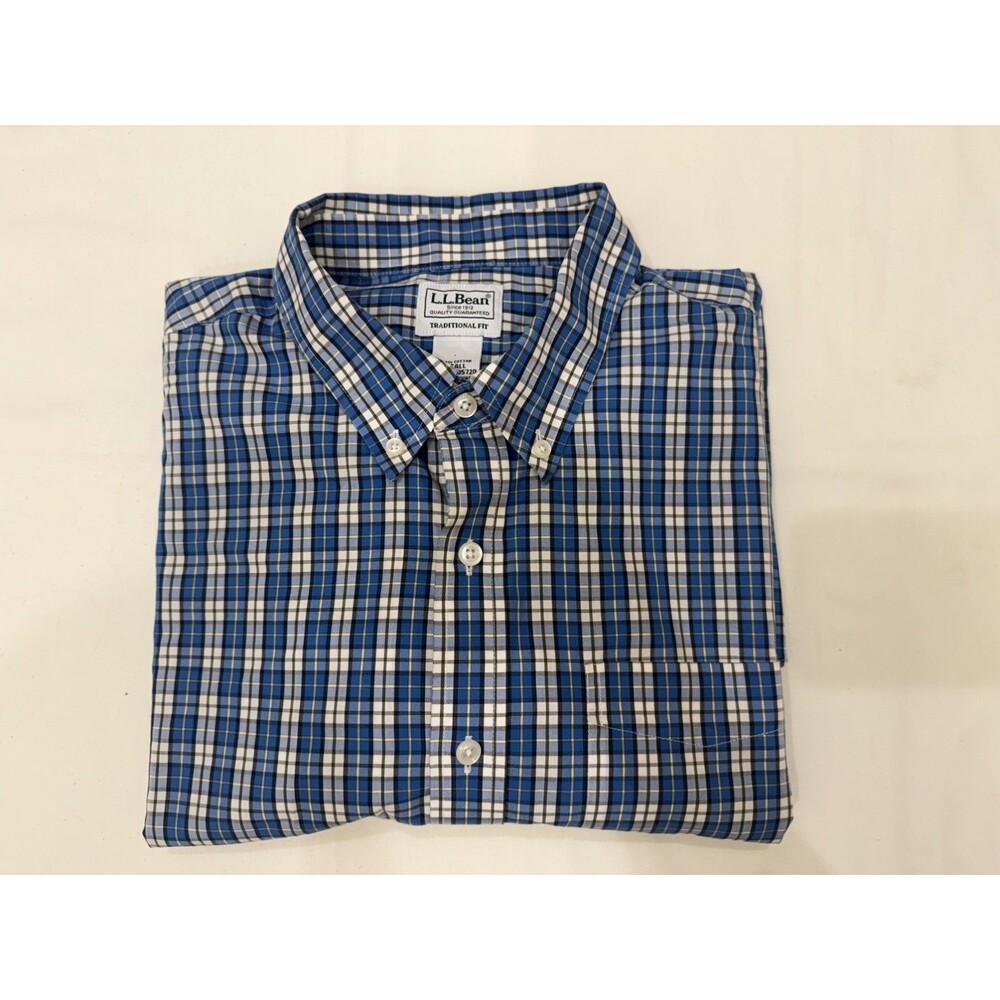 L.L. Bean Traditional Fit Size L Blue Plaid Button-Down Collar Shirt